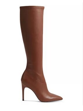 NEW REISS 20”
Carina Pointed Toe Knee High Heel Brown Leather Stiletto Boots